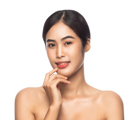 Beautiful Young Asian woman with clean fresh skin. Beauty concept. Png file.