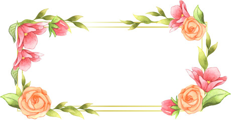 Flower frame watercolor for decorative