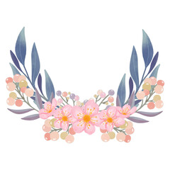 Obraz premium Watercolor sakura flower, Pink flora clipart.