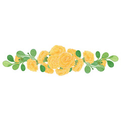 Watercolor carnation flower, Yellow flora clipart.