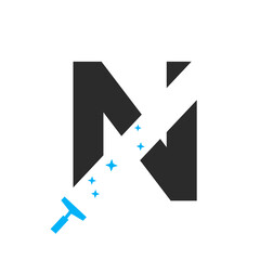 Letter N House Cleaning Logo Concept For Broom Maid Service Symbol Vector Template