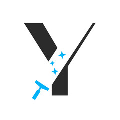 Letter Y House Cleaning Logo Concept For Broom Maid Service Symbol Vector Template