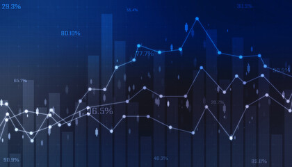 Business Growth graph on technology background, Futuristic raise arrow chart digital transformation abstract technology background. Big data and business growth currency stock and investment economy