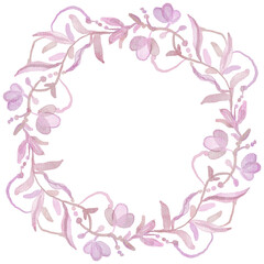 Floral decorative pink vintage elegant watercolor wreath.