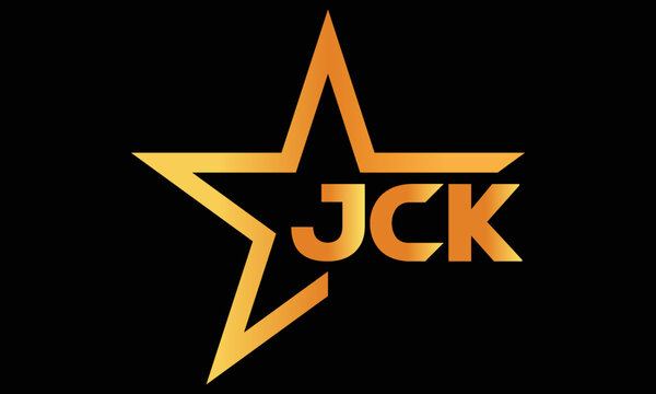 JCK golden luxury star icon three letter logo design vector template. royal logo | luxury logo | jewelry logo | premium logo | iconic logo | Victoria logo |	