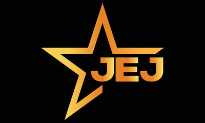 JEJ golden luxury star icon three letter logo design vector template. royal logo | luxury logo | jewelry logo | premium logo | iconic logo | Victoria logo |	 - obrazy, fototapety, plakaty