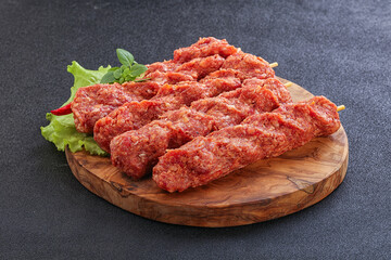 Raw beef kebab minced meat