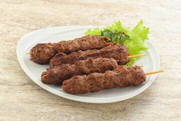 Beef kebab skewer minced meat