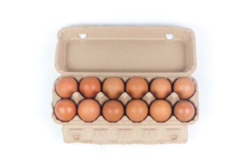 Eggs pack cardboard on white background