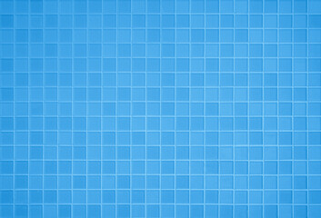Blue ceramic checkered tiles mosaic background. Design pattern geometric with grid wallpaper texture decoration.