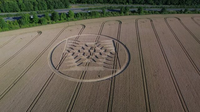 Drone captures the aerial video of Micheldever Station's crop circles in UK