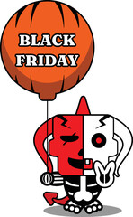 cartoon red devil bone mascot character vector illustration halloween cute skull black friday