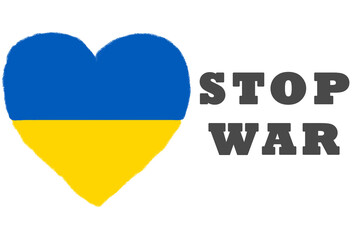 Ukraine flag love shape stop war from Russia invasion concept peace