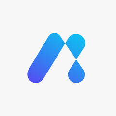 A futuristic, sophisticated and techy AI letter logo. A simple but eye-catching logo. A logo that is very suitable for technology companies such as cryptocurrencies, internet, computers, etc.