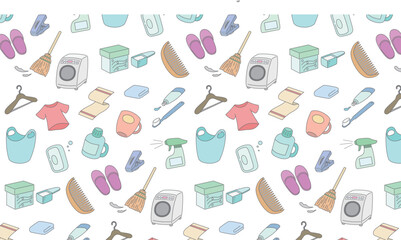横方向の日用品パターンイラスト