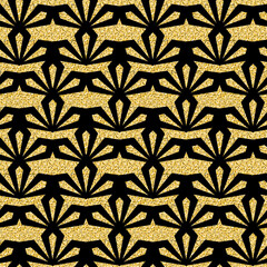 Golden abstract arabesque seamless pattern golden shimmer design
