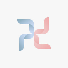 A flower petal swastika symbol that forms the letters pd on the lowercase. A simple, classic and beautiful logo. This symbol is suitable for any company.