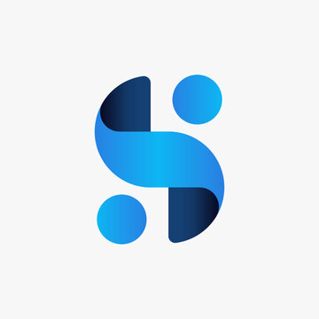 S geometric logo composed of circles and simple curves. With fresh gradient colors, it looks modern and techy. The sophisticated looking S logo is perfect for any company logo.