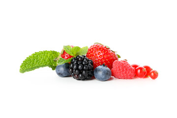Fresh tasty berries isolated on white background
