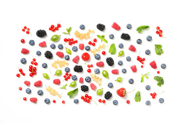 Concept of fresh food, berries, top view