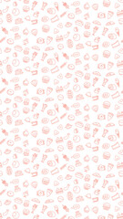 縦方向の食べ物アイコンパターンイラスト(背景なし)