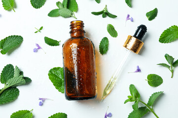 Concept of aromatherapy with mint, close up