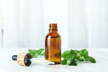 Obraz na płótnie Canvas Concept of aromatherapy with mint, close up