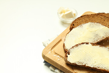 Concept of breakfast, eat food with butter, space for text