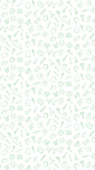 縦方向の日用品アイコンパターンイラスト(背景なし)