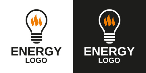 Fototapeta na wymiar Logo for identity. The theme of energy. The flame in the light bulb. Conceptual vector graphics