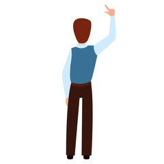 The man reports important information. View from the back. Flat character vector illustration