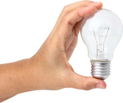 Hand holding light bulb isolated - Powered by Adobe