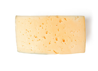 Cheese on a white background. Milk swiss cheese. Studio photography.