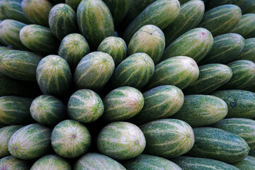 Close up stack of fresh and raw cucumber