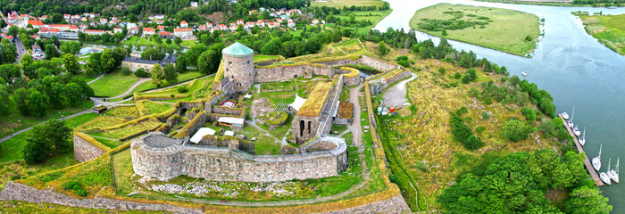 Bohus Fortress near Gothenburg “Göteborg" aerial panorama view from Europe