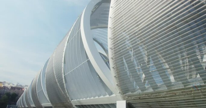 Slow motion shot of the famous "Puente de Arganzuela" in Madrid, Spain.