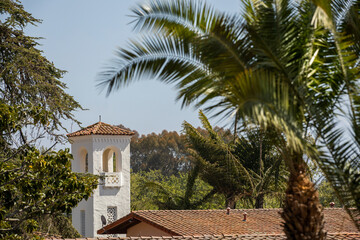 Fototapeta na wymiar Daytime view of the historic block of downtown Montecito, California, USA.