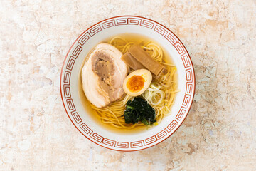 普通の醤油ラーメン　Food of soy sauce ramen Japan