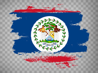 Flag Belize brush stroke background.  Flag of  Belize on transparent backrgound for your web site design, app, UI.  Stock vector. EPS10.