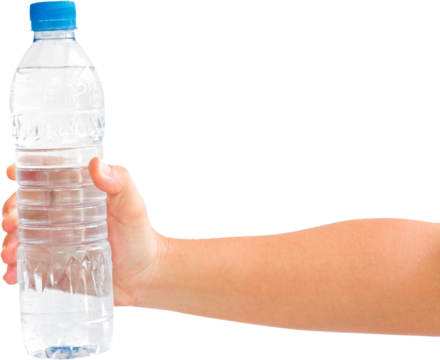 hand holding a water bottle Isolated 