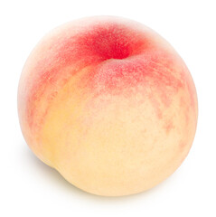 White Peach fruit isolated on white background, Fresh White Peach on White Background With clipping path,