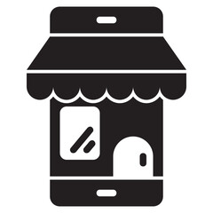 Online shop , Mobile Payment solid icon.