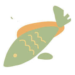 Fish Under the sea ocean animal and coral boho organic hand drawn icon