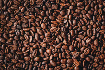 Close up of roasted coffee beans background