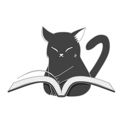 本を読む黒色の猫