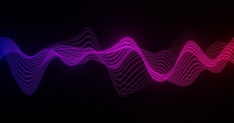 abstract background using wave patterns such as neon fibers with blue and red gradient colors, black background, and 3d rendering in 4K size