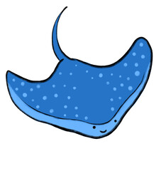 Manta ray marine under the sea animal cartoon hand drawn doodle illustration