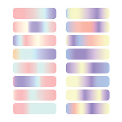 Vector set of colorful neon holographic gradients.