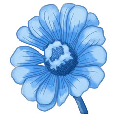 Watercolor flower, Blue flora clipart.