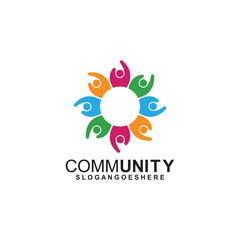 Fototapeta na wymiar Community logo icon design with colorful people in a circular shape. Symbol of teamwork, solidarity human concept vector illustration, company branding, discussion forum, social network, team